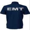 EMT Polo in Navy with Silver/Reflective Logos on Left Chest and Back, Easy Care Polo in Pique Fabric. view 2