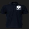 EMT Polo in Navy with Silver/Reflective Logos on Left Chest and Back, Easy Care Polo in Pique Fabric. view 3