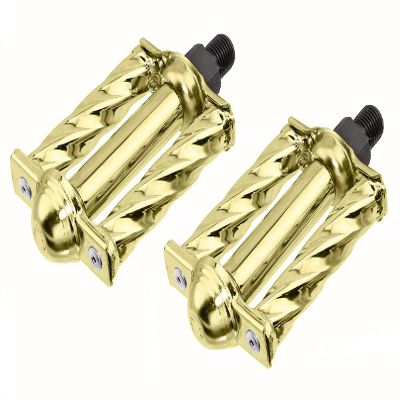 Lowrider Bike Mini Square Twisted Pedals 1/2" Gold.