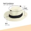 Fuaisi Wide Brim Straw Panama Sun Hat for Women Summer Travel Beach Hat Fedora UPF50 + A-White view 2