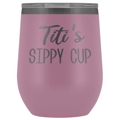 HollyWood & Twine Titi's Sippy Cup Titi Wine Tumbler Gifts for Titit's Funny Stemless Stainless Steel Insulated Tumblers Hot Cold BPA Free 12oz Travel Cup