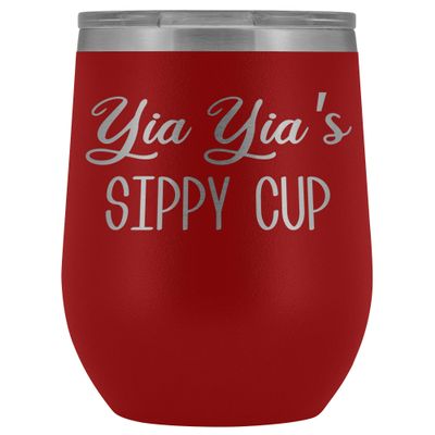 HollyWood & Twine YIA Yia's Sippy Cup YIA YIA Wine Tumbler Gifts for YIA Yias Funny Stemless Stainless Steel Insulated Tumblers Hot Cold BPA Free 12oz Travel Cup