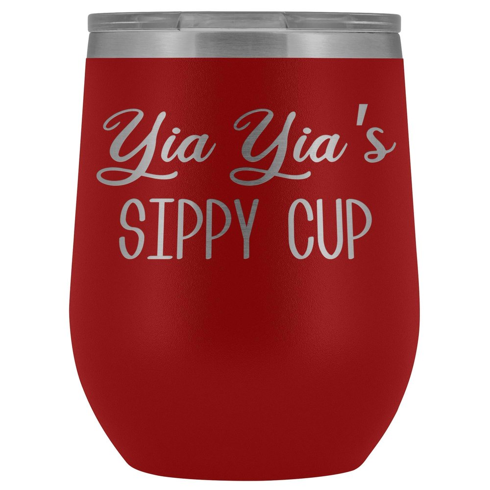 HollyWood & Twine YIA Yia's Sippy Cup YIA YIA Wine Tumbler Gifts for YIA Yias Funny Stemless Stainless Steel Insulated Tumblers Hot Cold BPA Free 12oz Travel Cup