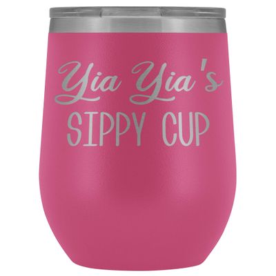 HollyWood & Twine YIA Yia's Sippy Cup YIA YIA Wine Tumbler Gifts for YIA Yias Funny Stemless Stainless Steel Insulated Tumblers Hot Cold BPA Free 12oz Travel Cup