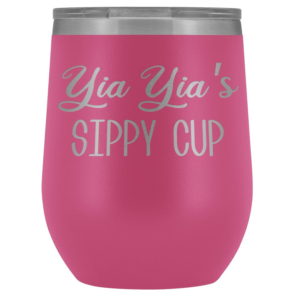 HollyWood & Twine YIA Yia's Sippy Cup YIA YIA Wine Tumbler Gifts for YIA Yias Funny Stemless Stainless Steel Insulated Tumblers Hot Cold BPA Free 12oz Travel Cup