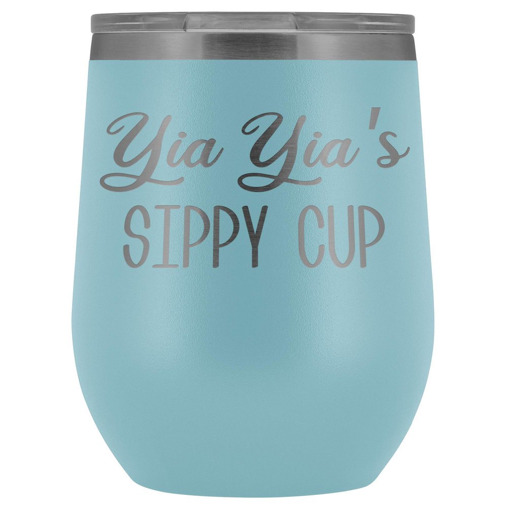 HollyWood & Twine YIA Yia's Sippy Cup YIA YIA Wine Tumbler Gifts for YIA Yias Funny Stemless Stainless Steel Insulated Tumblers Hot Cold BPA Free 12oz Travel Cup