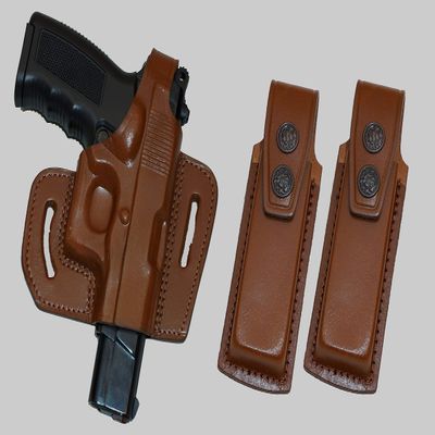 ALIS344202 Leather Pancake Holster Open-end Thumb Break RH & 2 Single Mag Pouches for Colt 1911 & All Other 1911 Models Handmade!