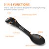 PSKOOK 5-in-1 Utility Tactical Spork, 2-Pack Stainless Steel Spoon & Bottle Opener, Fork & Knife, Can Opener Combo Camping Utensil for Hiking, Camping or Backpacking (Black & Matte Silver) view 3