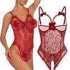 AIBINGGE Lingerie for Women One-Piece Teddy Lingerie Sexy Bodysuit Lace Nightie S-3XL(Wine Red,XL) view 2