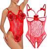 AIBINGGE Lingerie for Women One-Piece Teddy Lingerie Sexy Bodysuit Lace Nightie S-3XL(Red,L) view 2