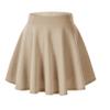 Afibi Casual Mini Stretch Waist Flared Plain Pleated Skater Skirt (X-Small, Khaki) view 1