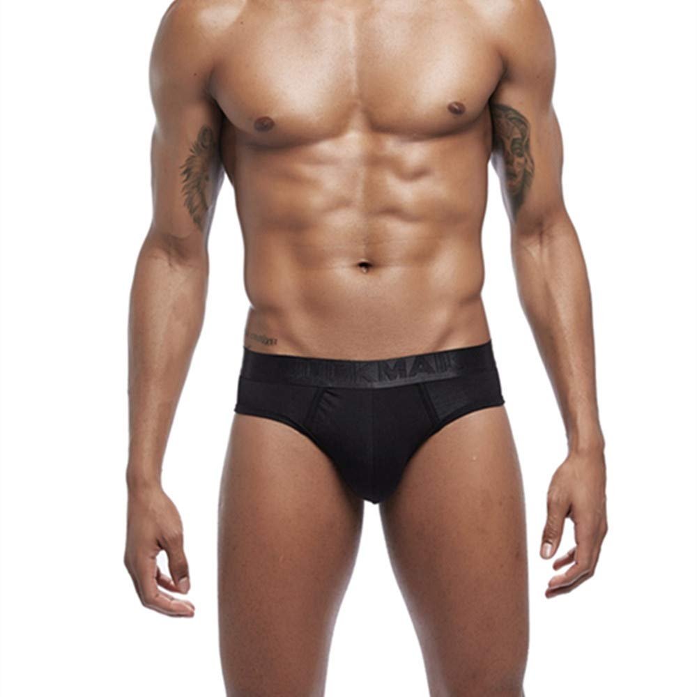 JOCKMAIL Men Briefs Underwear Men's Sexy Breathable Underpants Modal Comfortable Male Panties (XXL, Black)