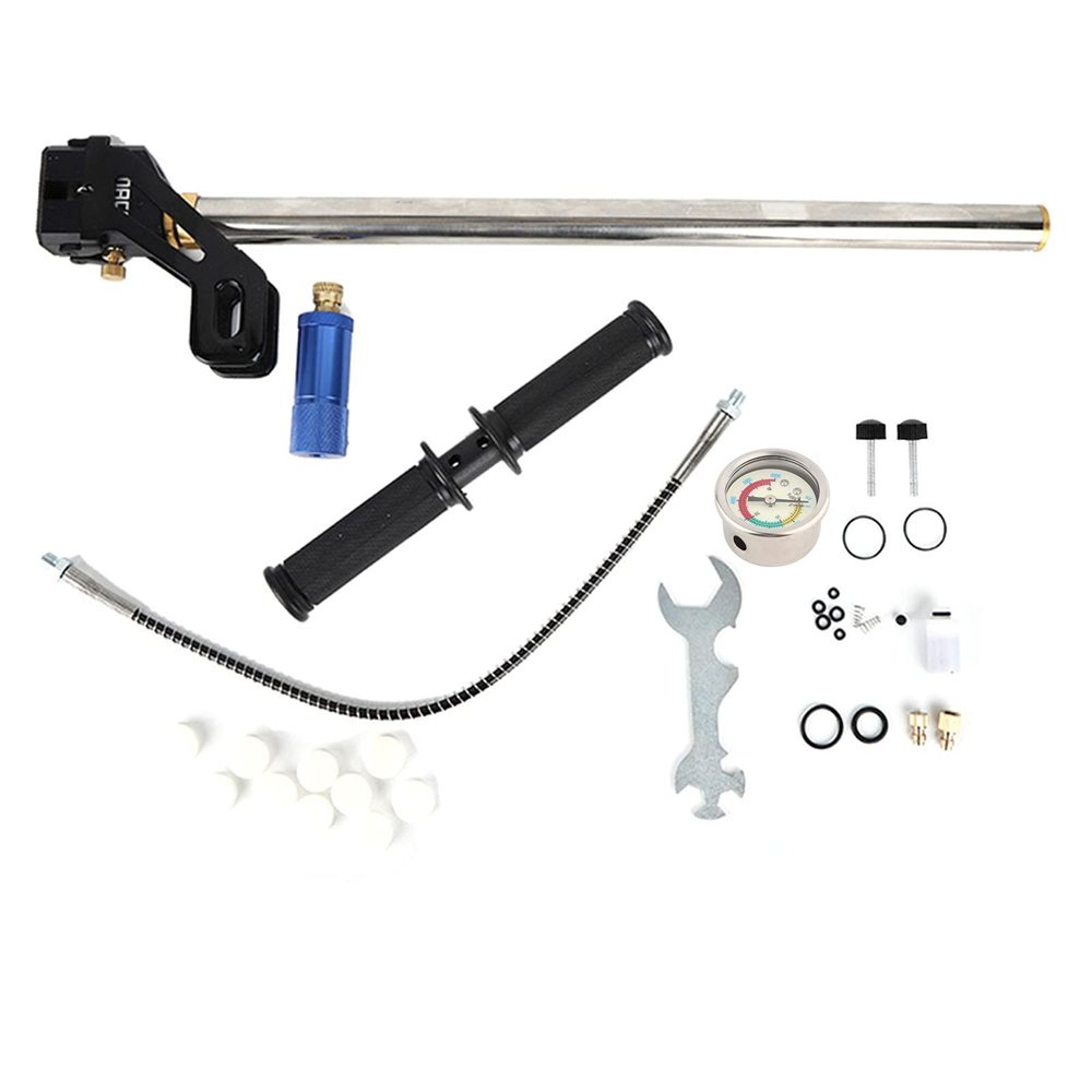 High Pressure Diving Air Pump, Manual Hand Powered, Stainless Steel Construction, 0.5L Oxygen 53cm Air Tube, Includes Connector, Wrench, and Accessories