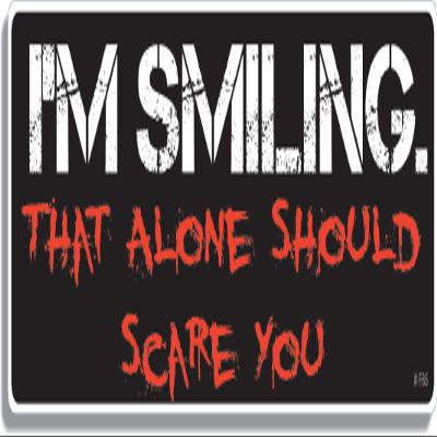 Gear Tatz - I'm Smiling, That Alone Should Scare You - Bumper Sticker - 3 x 10 inch - Professionally Made in USA - Vinyl Decal