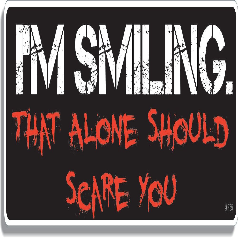 Gear Tatz - I'm Smiling, That Alone Should Scare You - Bumper Sticker - 3 x 10 inch - Professionally Made in USA - Vinyl Decal