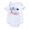 4th of July Baby Girl Outfit American Flag Romper + Ruffle Tulle Tutu Skirt + Flower Headband + Shoes Toddler 1st Birthday Unicorn Dress Independence Day Patriotic Party Clothes 4pcs Set White 3-6M view 2