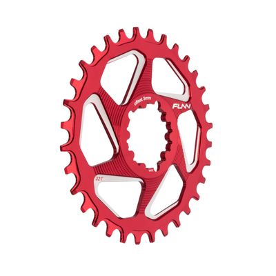 Funn Solo DX Narrow Wide Chainring for 9 10 11 12 Speed Chain, Fits SRAM Direct Mount Interface Crankset, Boost 3mm Offset, Single Speed Bike Chain Ring for MTB, BMX Bike and Road Bike (32T, Red)