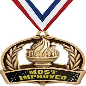 Most Improved Medals, 2" Achievement Medal Awards with Custom Engraving 10 Pack Prime