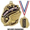 Cross Country Medals, 2 1/4" Gold Cross Country Running Medal with Custom Engraving 50 Pack view 2