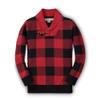 Hope & Henry Boy Baby Boys' Long Sleeve Intarsia Shawl Collar Toggle Sweater, 6-12 Months, Red Buffalo Check view 1