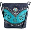 Zelris Floral Western Pu Tooled Leather Turquoise Concho Feathers Women Concealed Carry Crossbody Messenger Bag (Turquoise) view 1