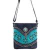 Zelris Floral Western Pu Tooled Leather Turquoise Concho Feathers Women Concealed Carry Crossbody Messenger Bag (Turquoise) view 2