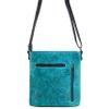 Zelris Floral Western Pu Tooled Leather Turquoise Concho Feathers Women Concealed Carry Crossbody Messenger Bag (Turquoise) view 3