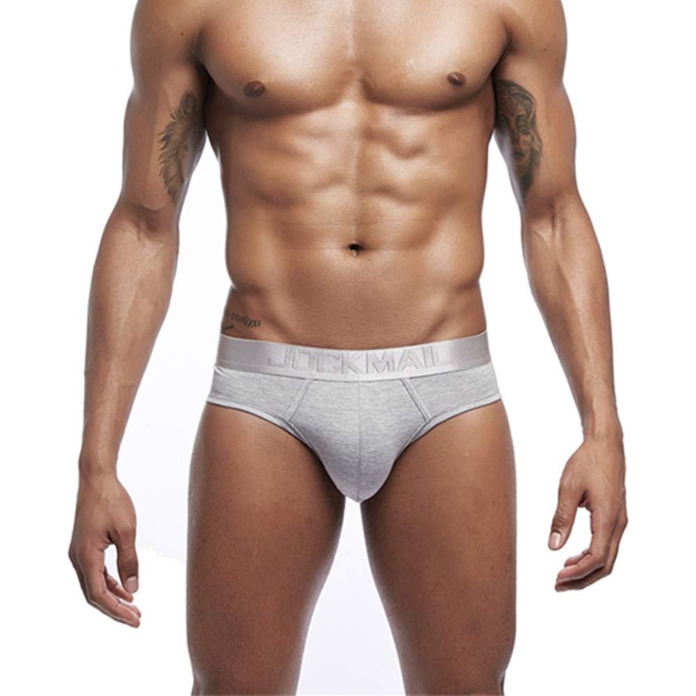 JOCKMAIL Men Briefs Underwear Men's Sexy Breathable Underpants Modal Comfortable Male Panties (XXL, Gray)