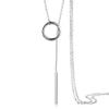 925 Sterling Silver Round Stick Cross Bar Lariat Y Pendant Necklace Long Tassel Sweater Chain for Women Gift (Sterling Silver) view 1