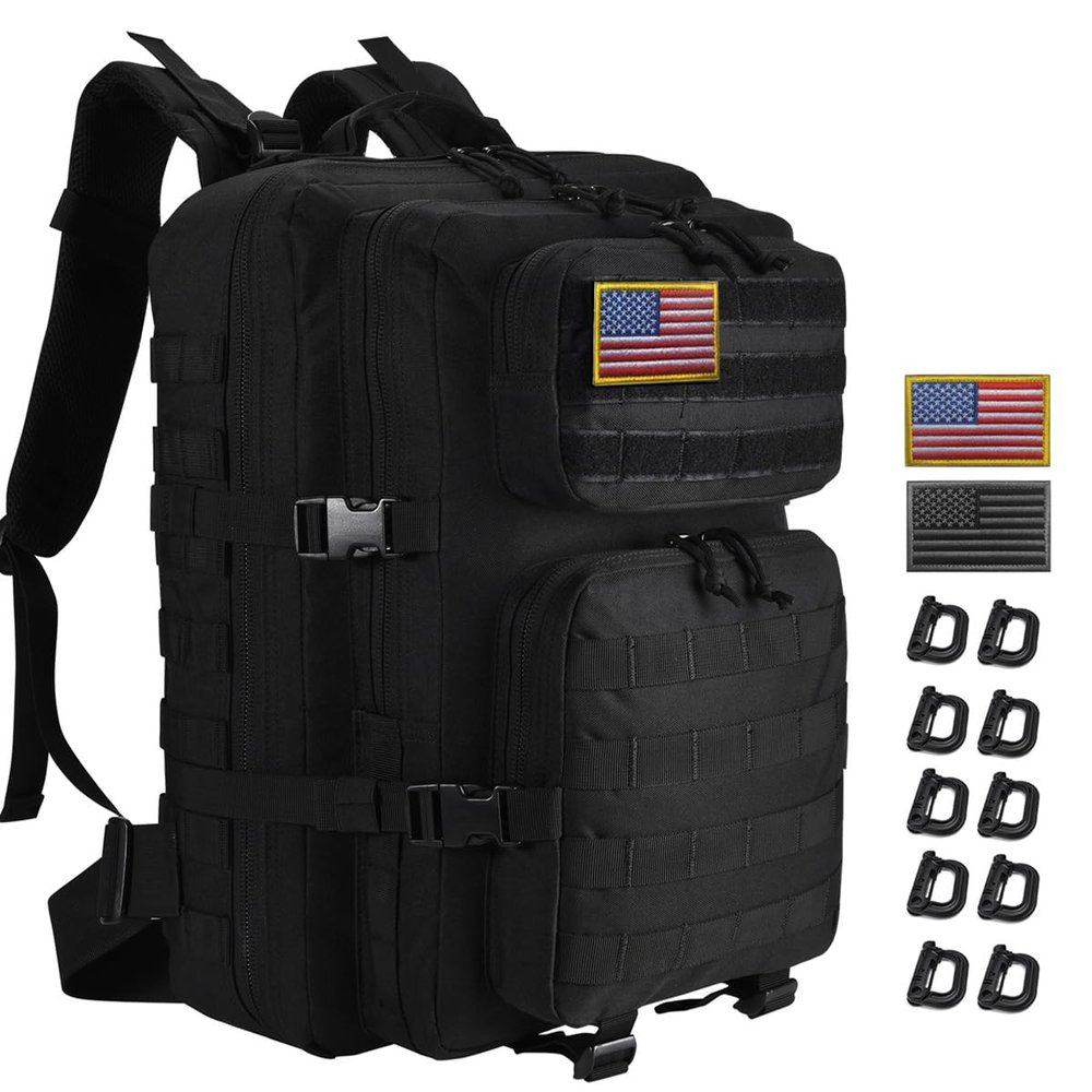 R.SASR Black Tactical Backpack, Military Backpack, Molle Backpack.(Black-01)