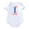 4th of July Baby Girl Outfit American Flag Romper + Ruffle Tulle Tutu Skirt + Flower Headband + Shoes Toddler 1st Birthday Unicorn Dress Independence Day Patriotic Party Clothes 4pcs Set White 12-18M view 2
