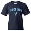 UGP Campus Apparel YS03 - Upper Iowa Peacocks Arch Logo Youth T-Shirt - Small - Navy view 1