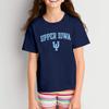 UGP Campus Apparel YS03 - Upper Iowa Peacocks Arch Logo Youth T-Shirt - Small - Navy view 3