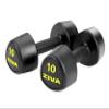ZIVA RPU Tribell Dumbbell Pairs - Hard Wearing Rubber Urethane Encasing, Textured Ergonomic Grip, Steel Core | Hand Weights for Exercise and Strength Training - 10 lb, Black view 1