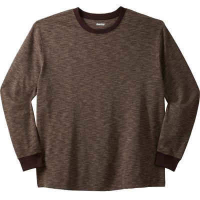 KingSize Men's Big & Tall Waffle-Knit Thermal Crewneck Tee - Tall - 6XL, Heather Brown Long Underwear Top