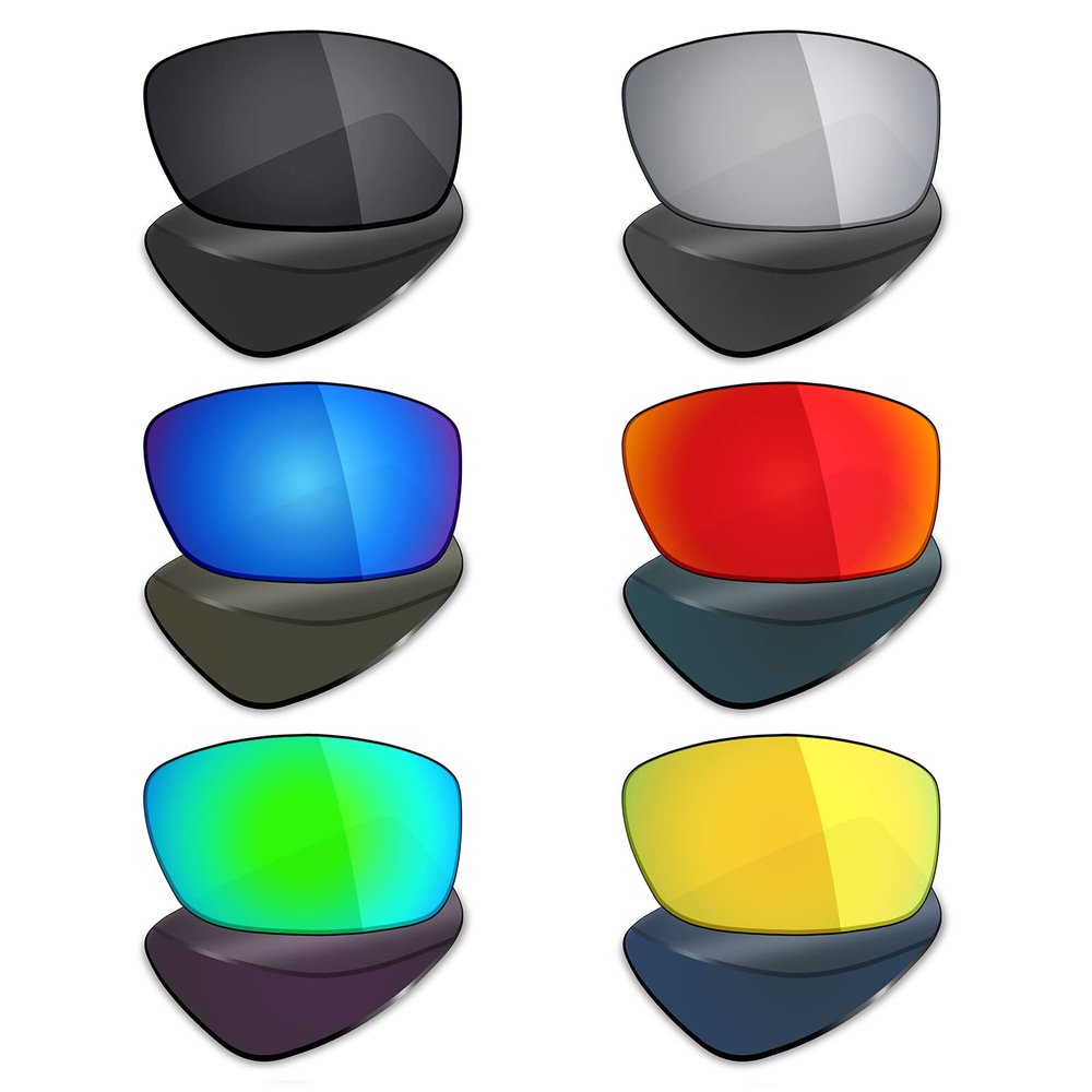 Mryok 6 Pairs Polarized Replacement Lenses for Electric Knoxville XL Sunglass - Stealth Black/Fire Red/Ice Blue/Silver Titanium/Emerald Green/24K Gold