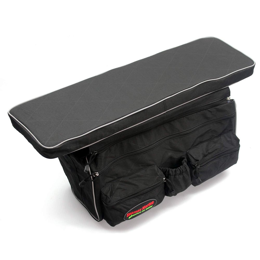 Seamax Universal Inflatable Boat Bench Seat Cushion and Detachable Seat Bag with Sunlitec 3-Layers Fabric and Reflective Edges (Size E - 46" for 470-500 Boats)