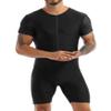 easyforever Men's Stretchy Short Sleeves Leotard Gym Workout Athletic Wrestling Singlet Bodysuit Black Large view 1