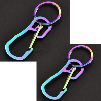 Alsmiley 2pcs Stainless Steel Carabiner Clip High Loading-Bearing Carabiner Ring Set Keychain Quick Release Hooks for Men Women (2 Pack Colorful)