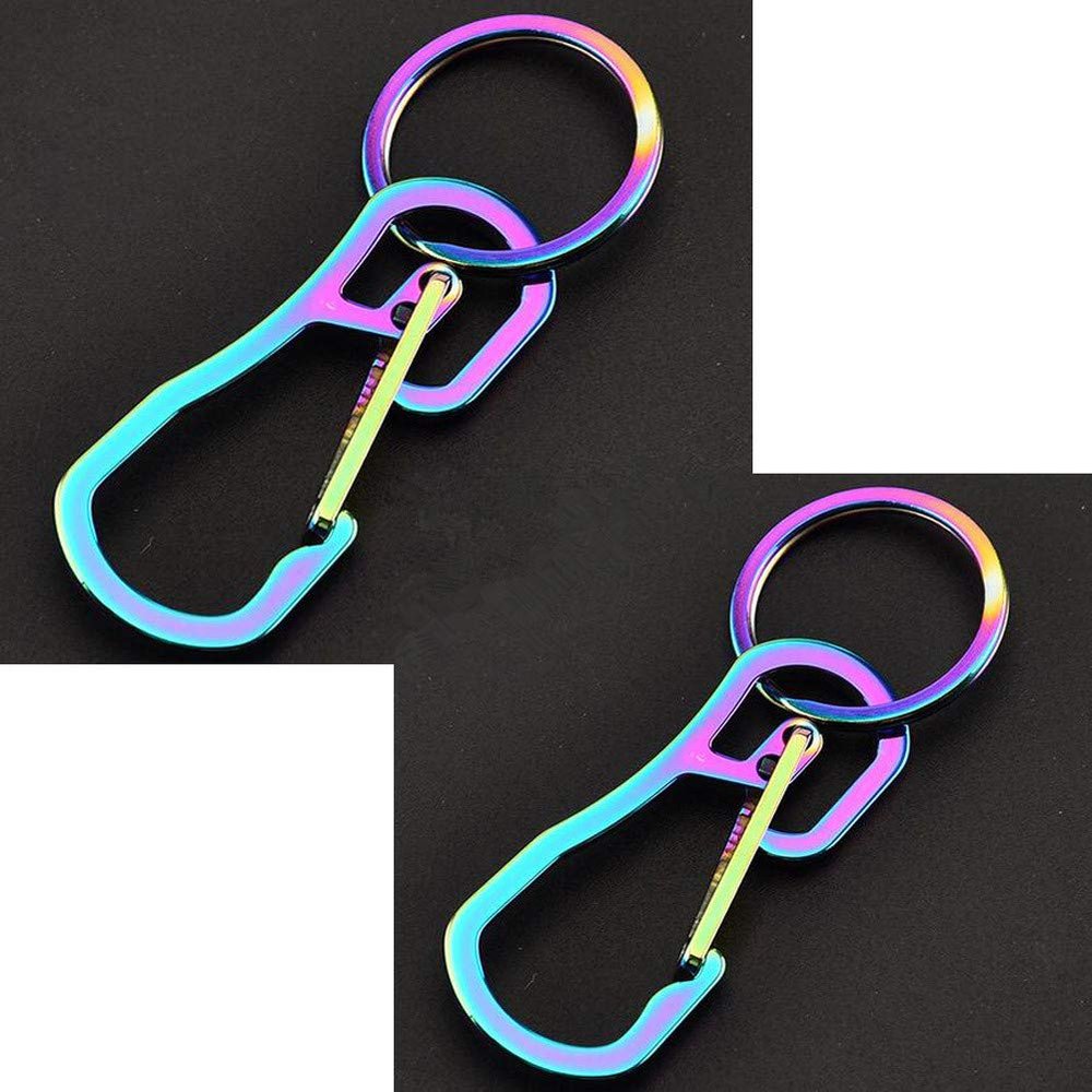 Alsmiley 2pcs Stainless Steel Carabiner Clip High Loading-Bearing Carabiner Ring Set Keychain Quick Release Hooks for Men Women (2 Pack Colorful)