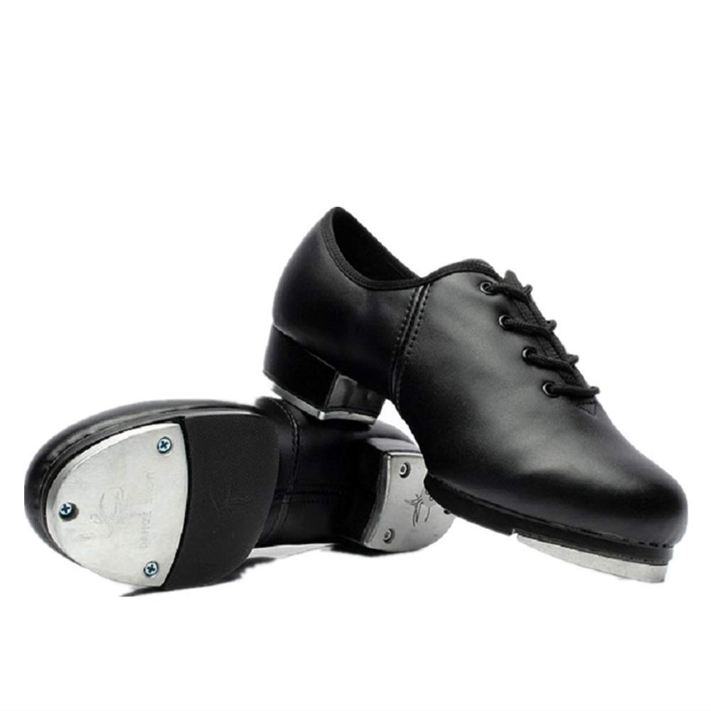 BeiBestCoat Beginner Tap Dance Shoe-Jazz Tap Dacncing Shoes for Girls,Boys(Toddler,Little Kid) (12.5k) Black