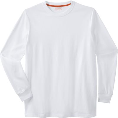 Boulder Creek by Kingsize Men's Big & Tall Heavyweight Long-Sleeve No Pocket Crewneck Tee - 4XL, White