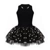 winying Baby Girls Birthday Princess Outfit Racer Back Vest with Golden Polka Dots Tutu Skirt Set Black 3-4 view 2