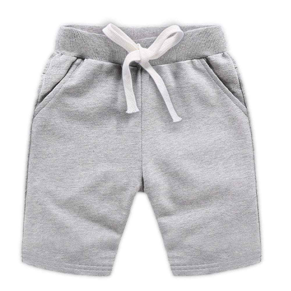 Ding Dong Baby Toddler Kid Boy Summer Solid Cotton ShortsGrey,7-8T