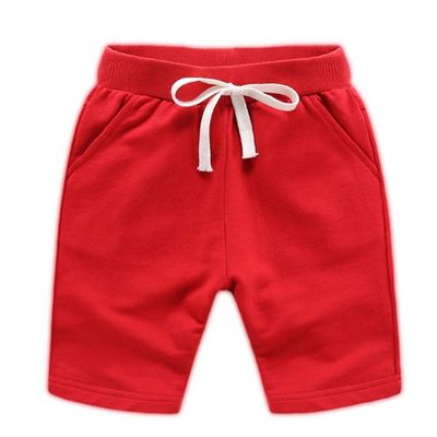 Ding Dong Baby Toddler Kid Boy Summer Solid Cotton ShortsRed,5T