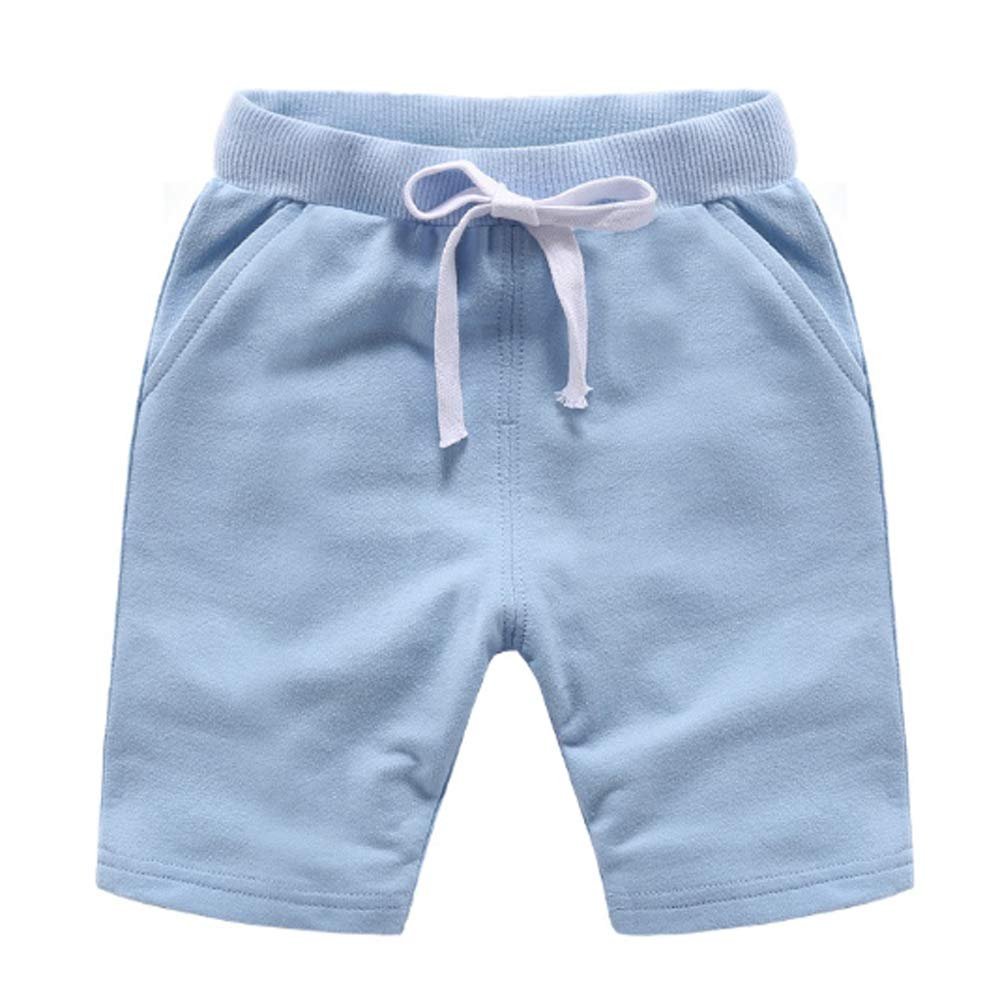 Ding Dong Baby Toddler Kid Boy Summer Solid Cotton ShortsSky Blue,4T