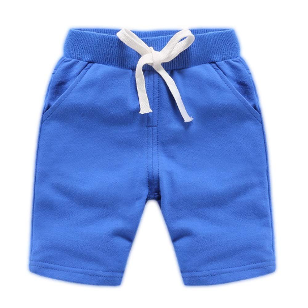 Ding Dong Baby Toddler Kid Boy Summer Solid Cotton ShortsBlue,6T