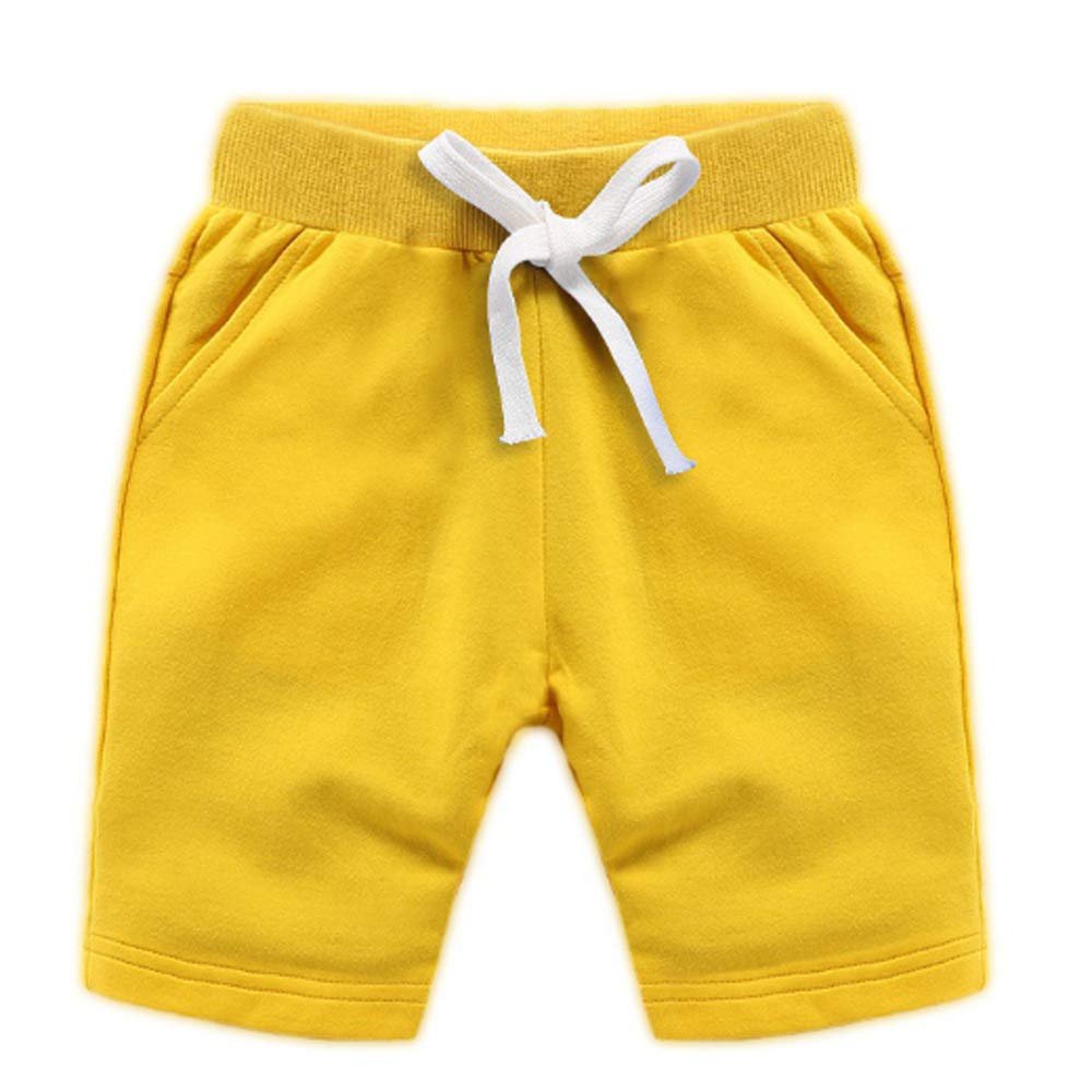 Ding Dong Baby Toddler Kid Boy Summer Solid Cotton ShortsYellow,2T
