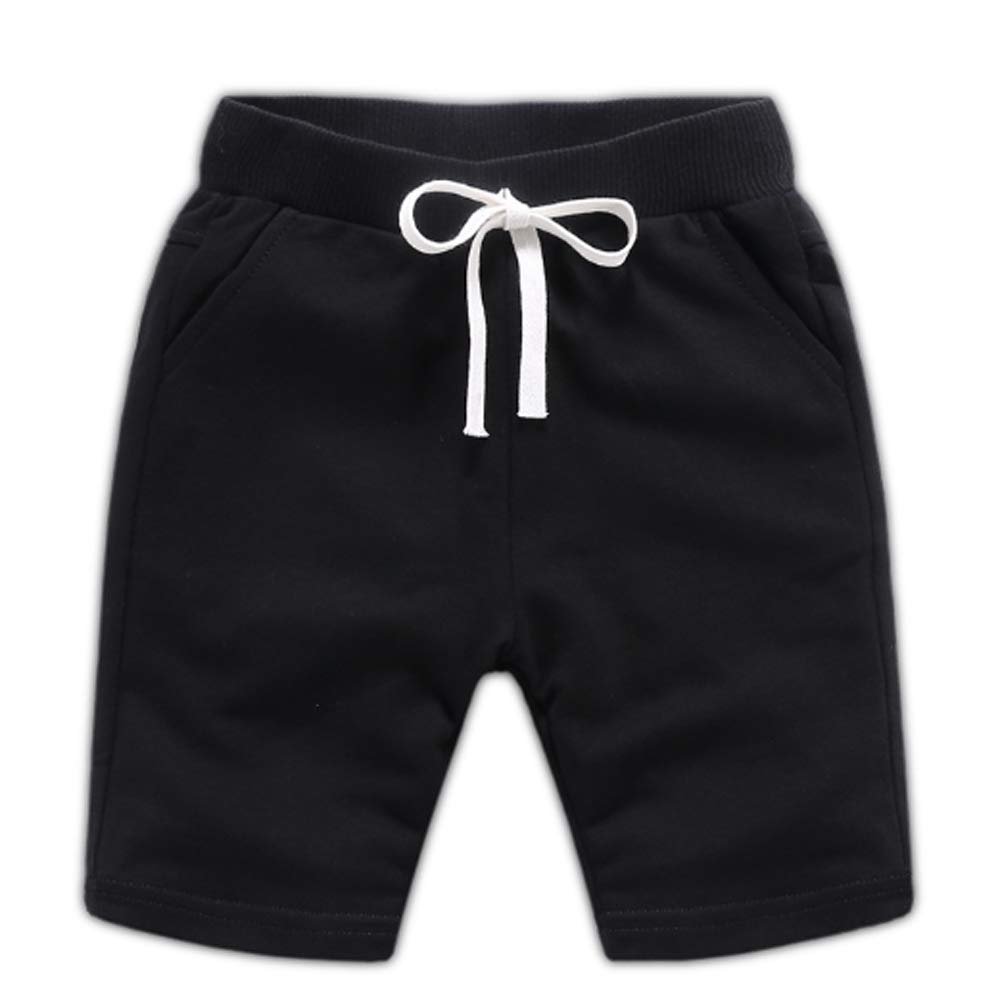 Ding Dong Baby Toddler Kid Boy Summer Solid Cotton ShortsBlack,1T