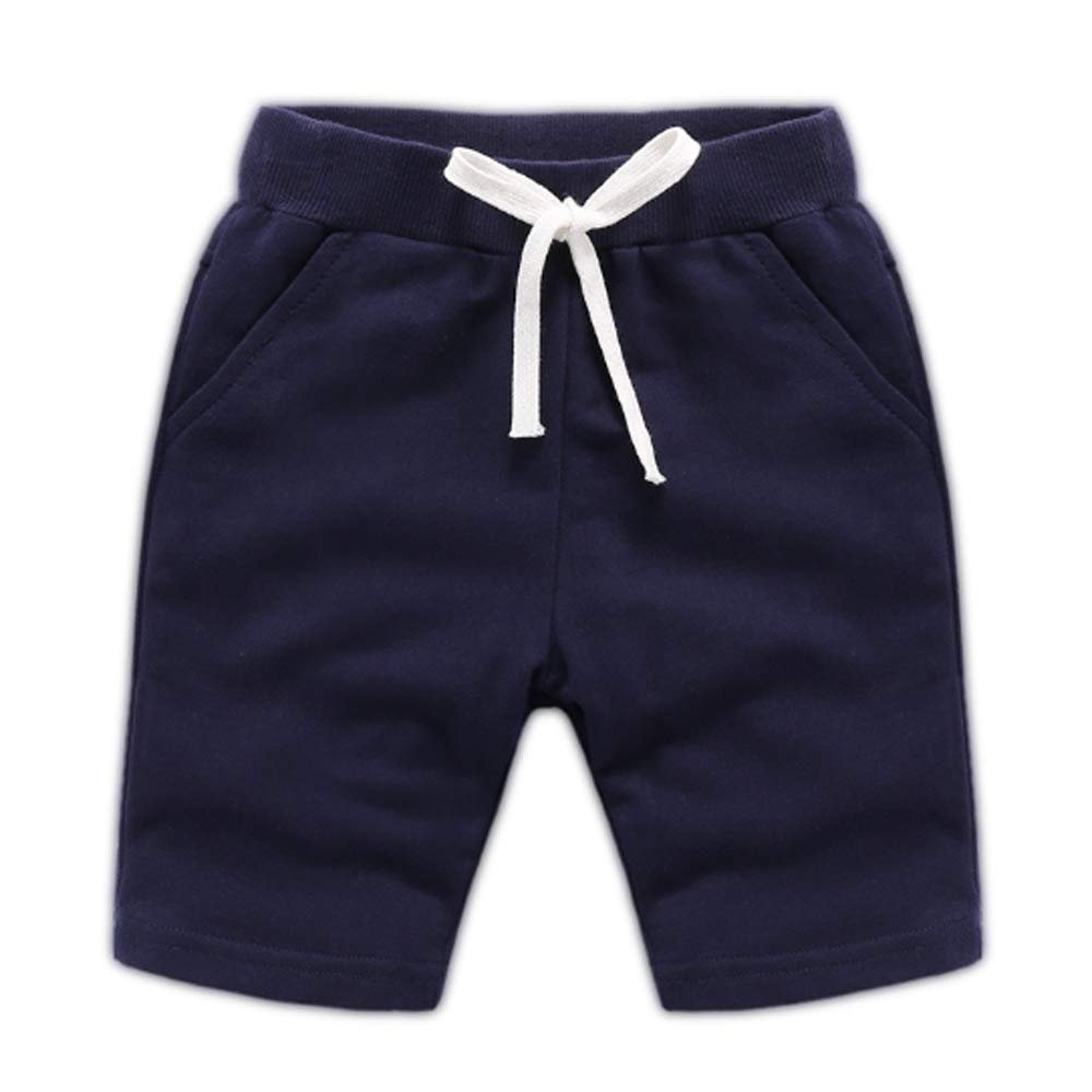 Ding Dong Baby Toddler Kid Boy Summer Solid Cotton ShortsNavy,2T